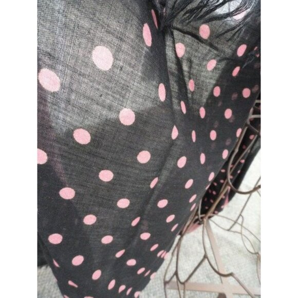 1970s VALENTINO COUTURE Scarf Wrap Cashmere Silk Black Mauve Polka Dots Italy - Picture 7 of 7